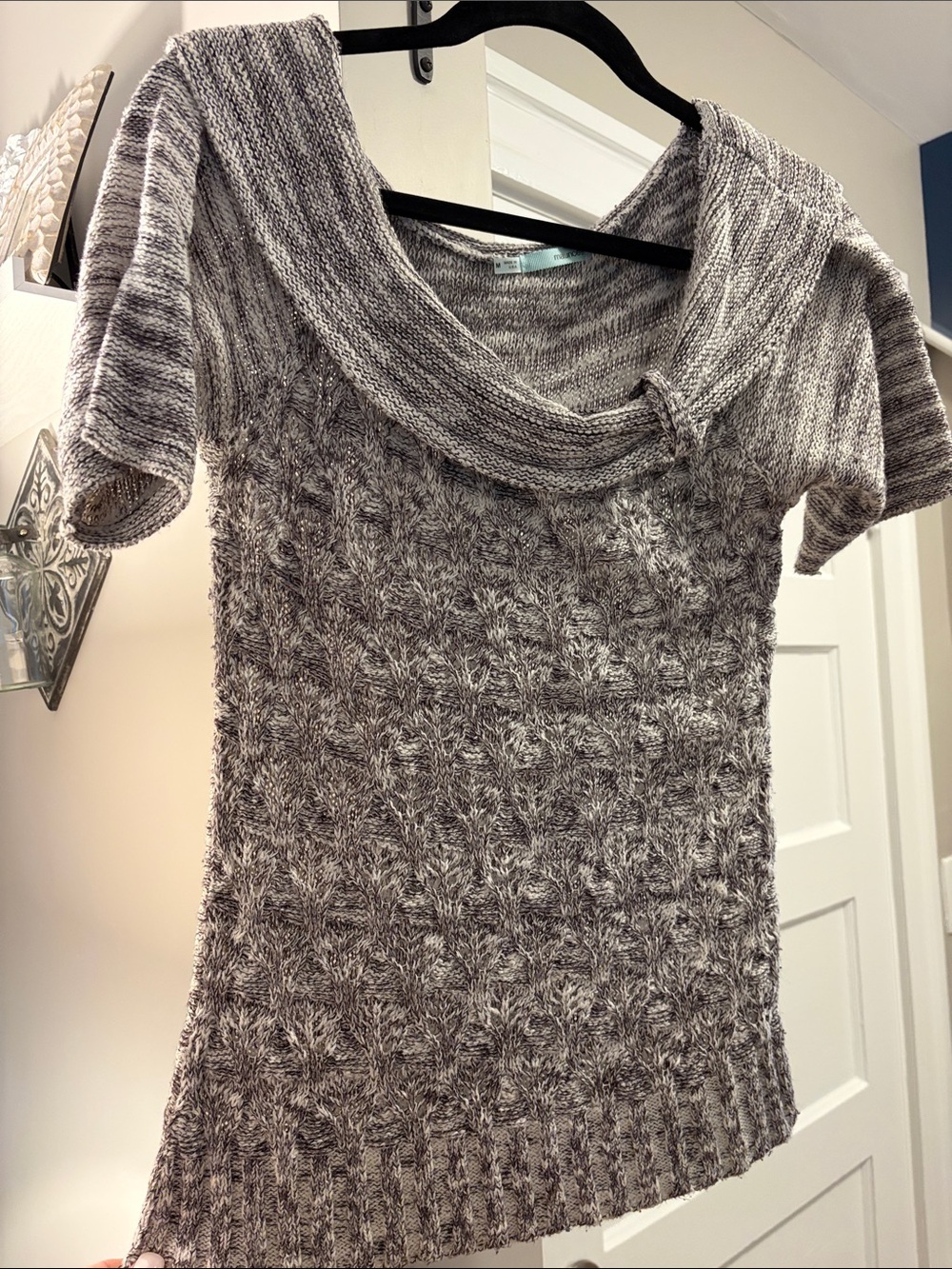 Maurices Gray Cowl-Neck Short-Sleeve Sweater